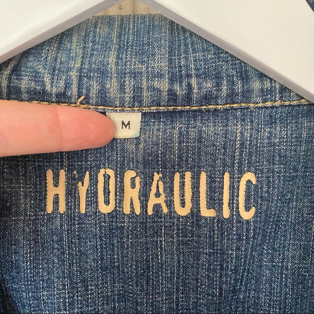 Hydraulic Denim Blue Jean jacket button front Medium Festival Fall Rodeo School - Picture 5 of 8